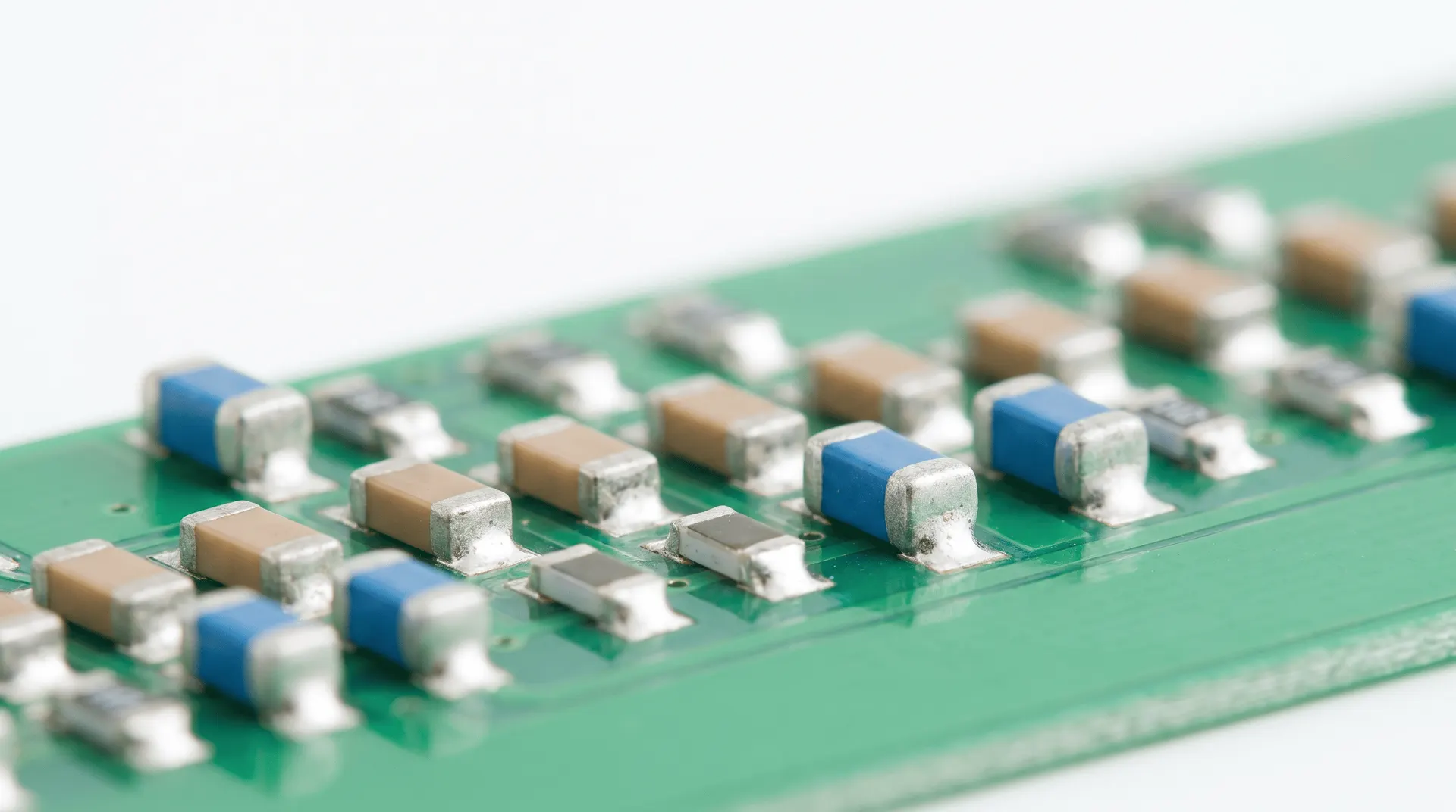 Macro of surface-mount passive components in rows on a circuit board