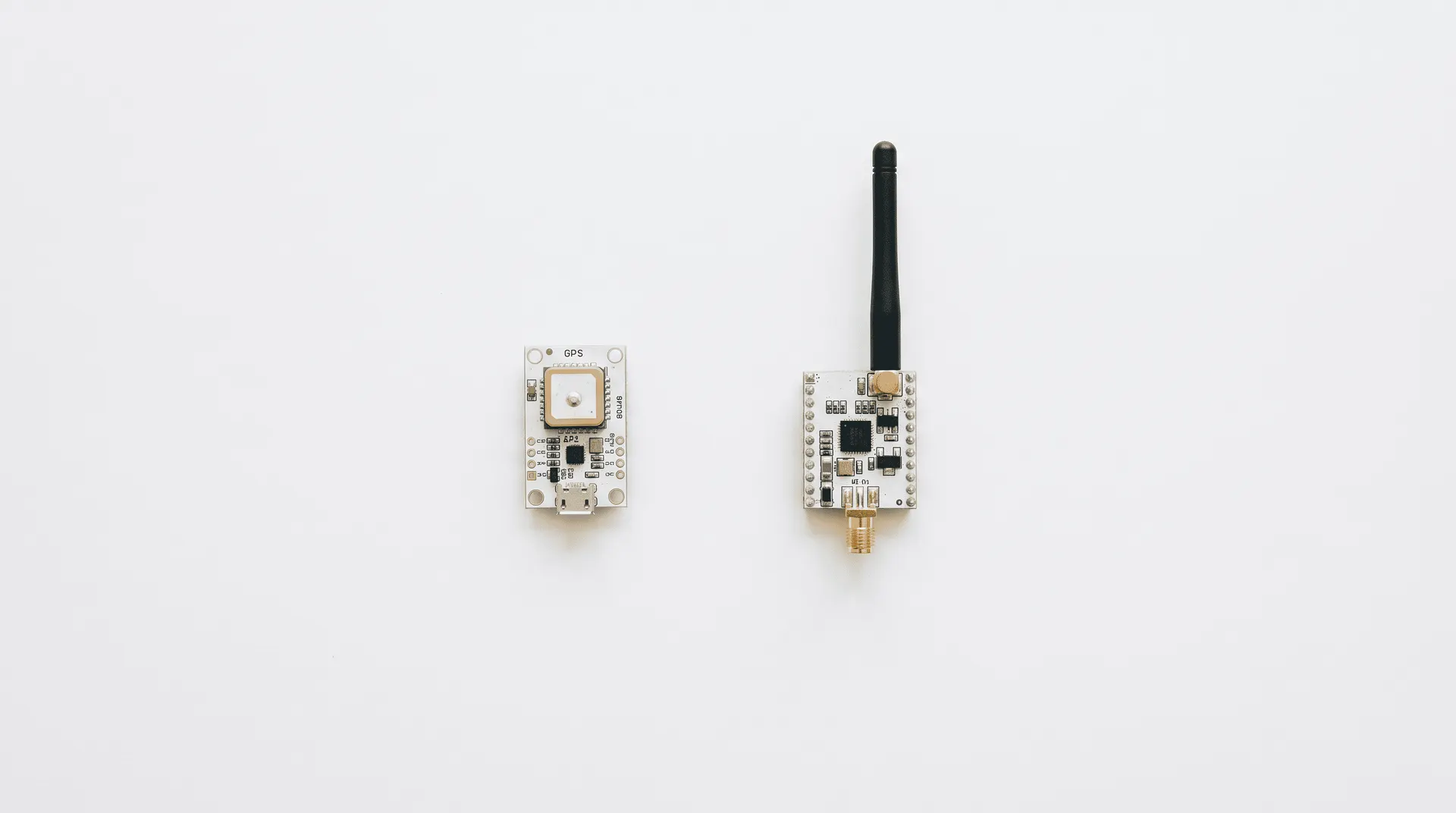 Sensor breakout modules including GPS and Wi-Fi modules with antennas